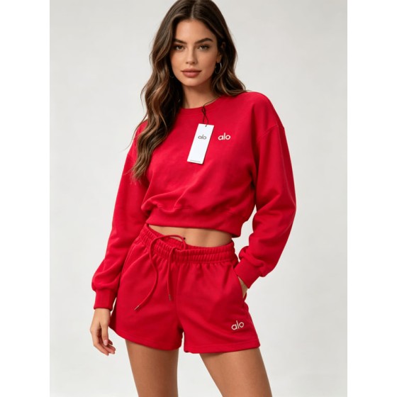 Women's ALO Short Crew Neck Suit (Red)